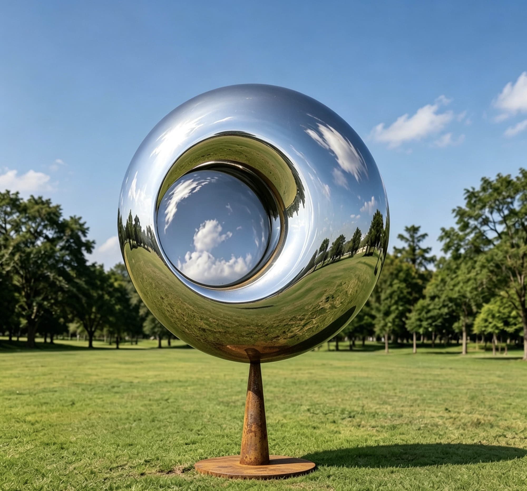 369 Nikola Tesla, visualisation with a rusted steel stand