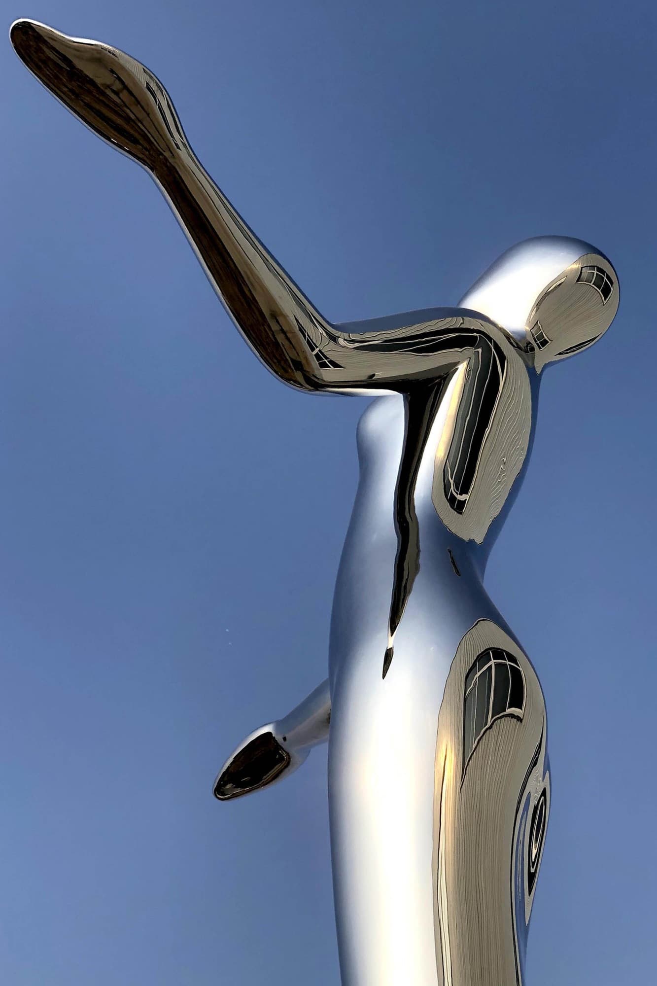 Harmony, detail of the arm and polished body catching the sun